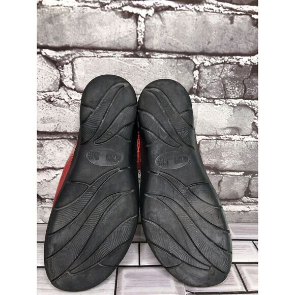 Helle Comfort Red Leather Croc Print Strap Wedge Sandals Women’s Sz 38EU/7.5M US - Picture 13 of 16